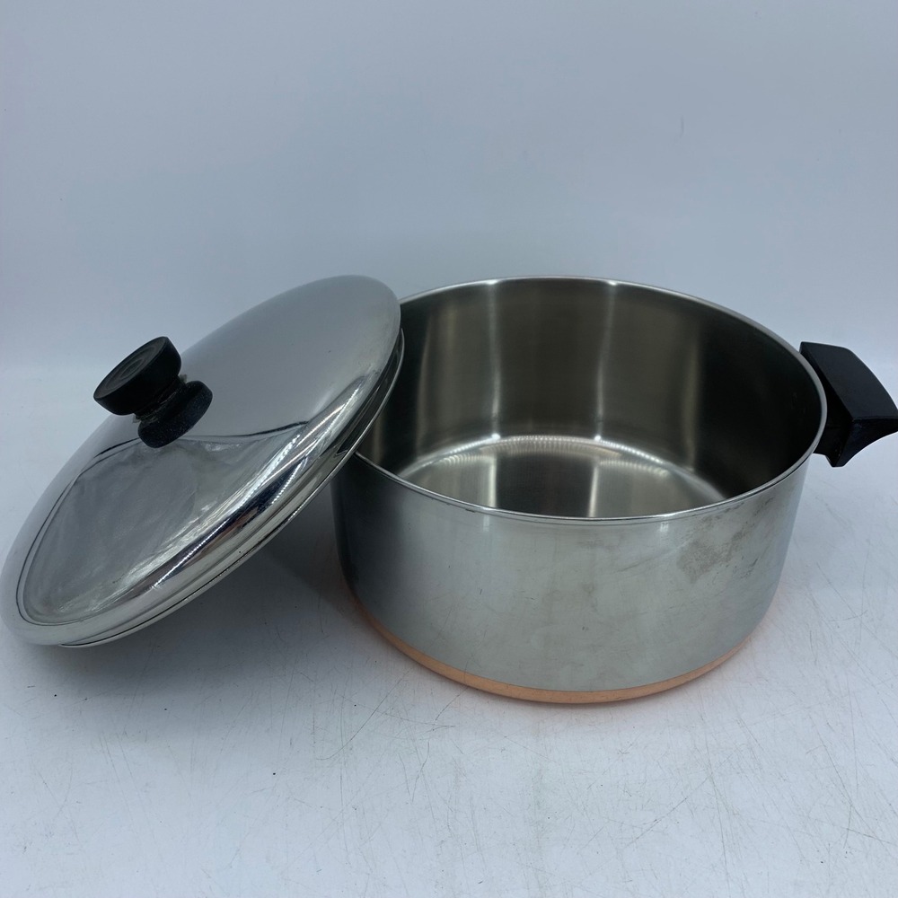 Vtg Revere Ware 4 1/2 Qt 93a Copper Stainless Stock Pot Dutch Oven & Lid USA